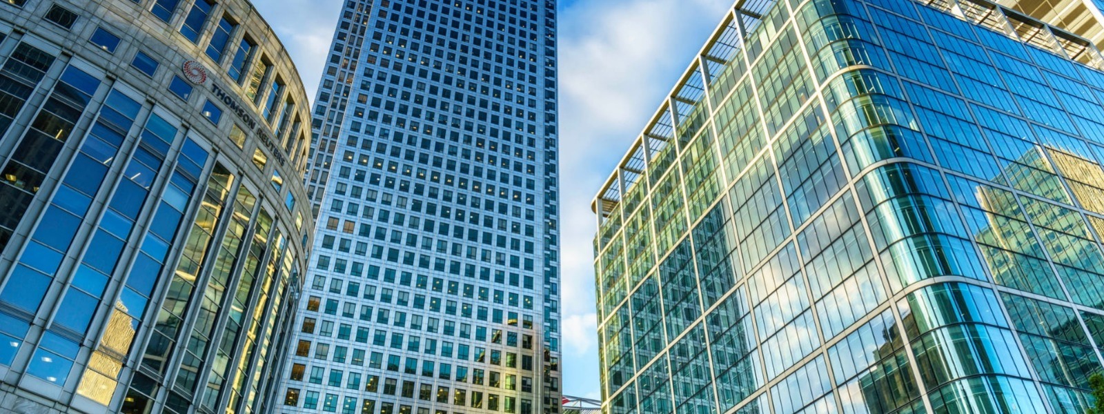 Office buildings in Canary Wharf financial services district in London